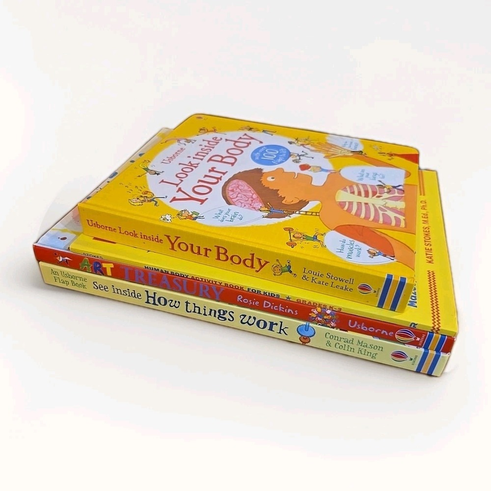 Usborne Book Lot Of 4- Lift The Flap Art Treasury Human Body Workbook Homeschool